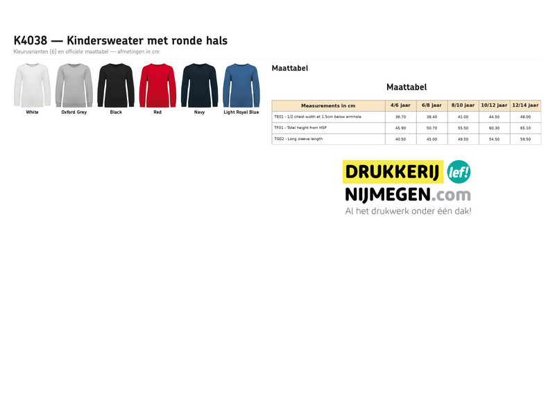 Kariban K4038 | Kindersweater met ronde hals