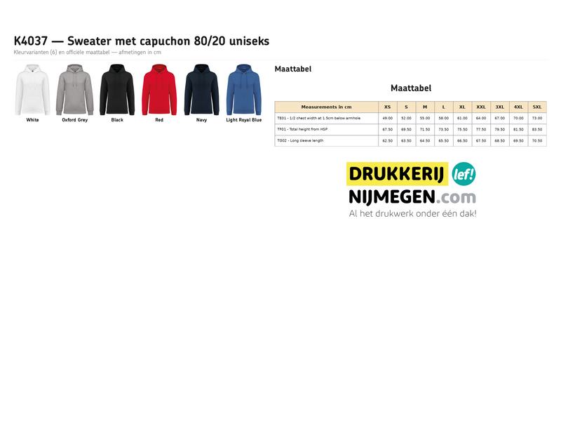 Kariban K4037 | Sweater met capuchon 80/20 uniseks