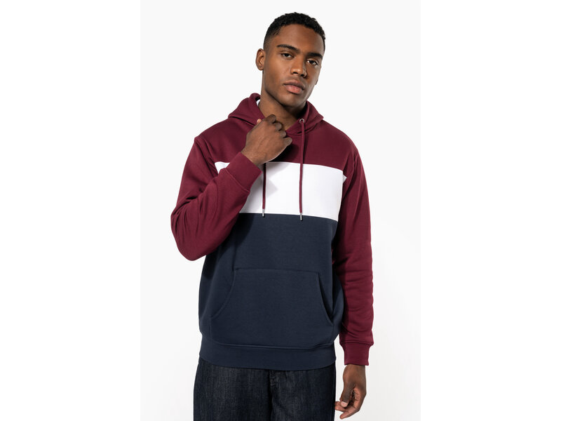 Kariban K4016 | Driekleurige unisex sweater met capuchon
