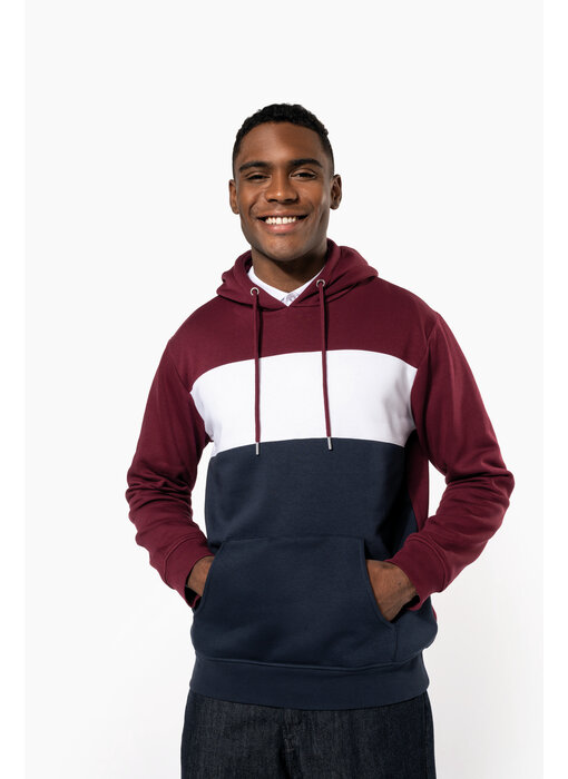Kariban Driekleurige unisex sweater met capuchon