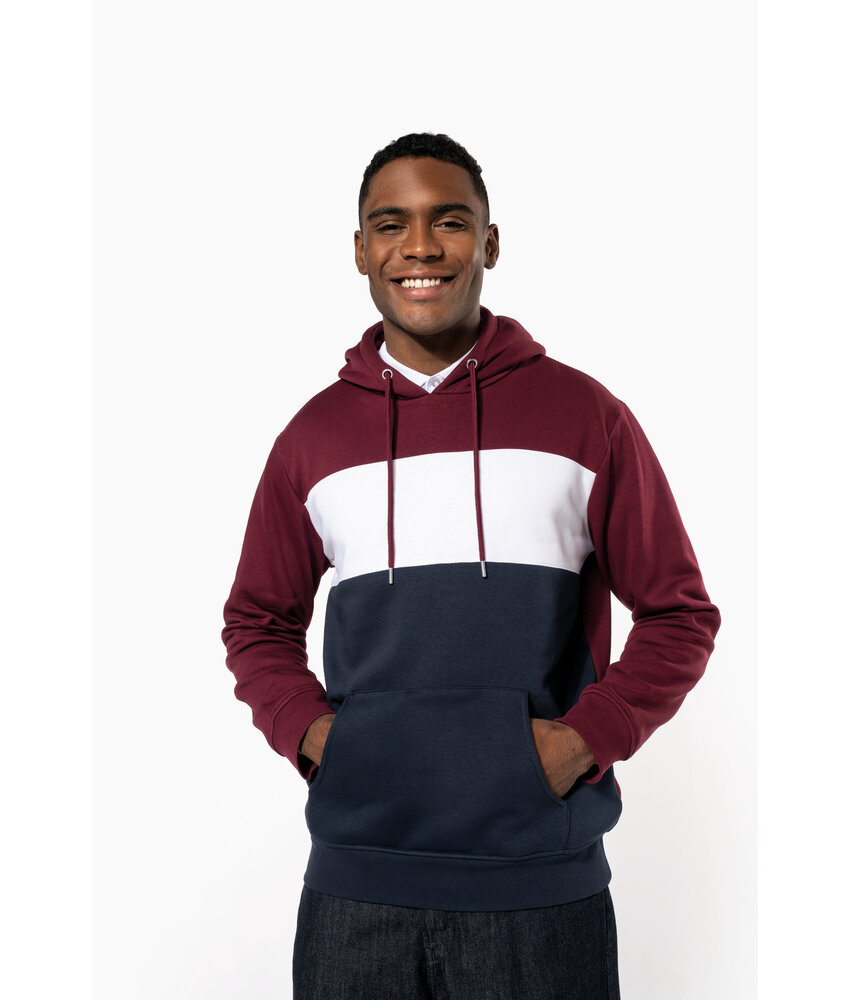 Kariban Driekleurige unisex sweater met capuchon