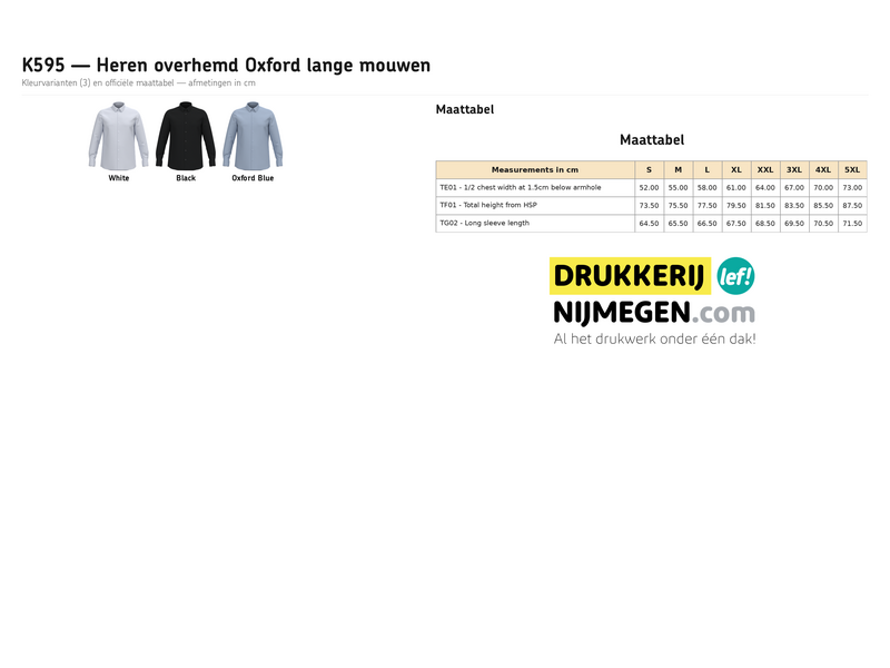 Kariban K595 | Heren overhemd Oxford lange mouwen