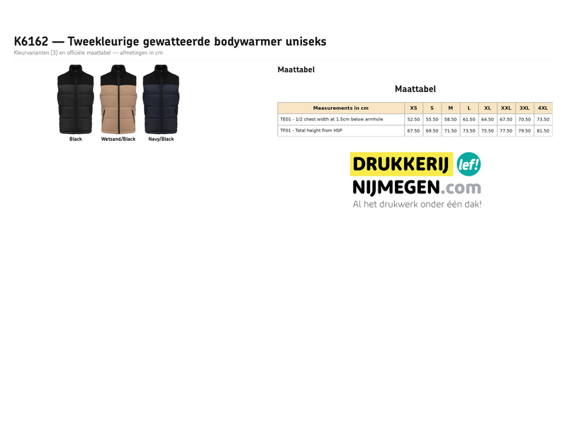 Kariban K6162 | Tweekleurige gewatteerde bodywarmer uniseks