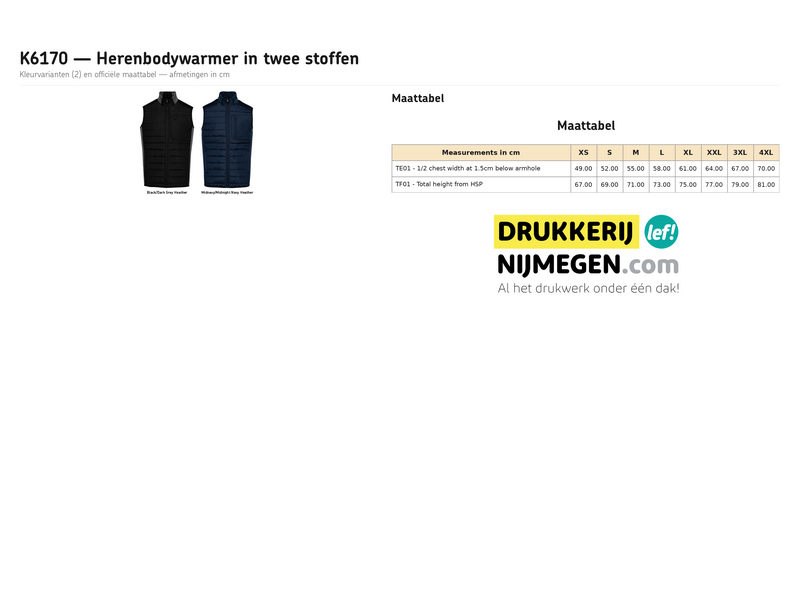 Kariban K6170 | Herenbodywarmer in twee stoffen