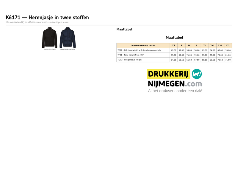 Kariban K6171 | Herenjack van twee stoffen