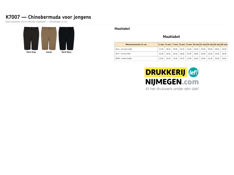Kariban K7007 | Chinobermuda voor jongens