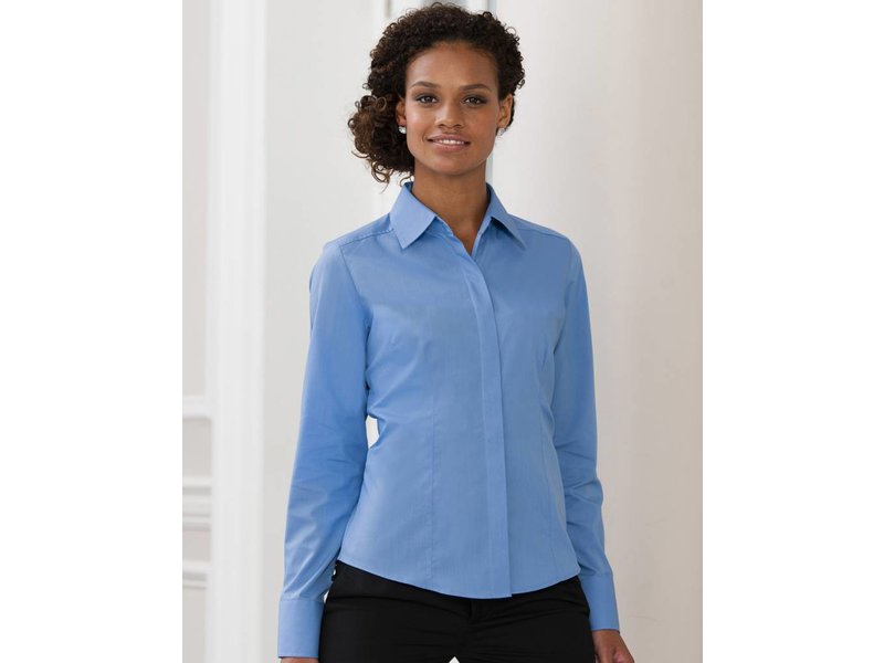 Russell Collection Ladies L/SL Poplin