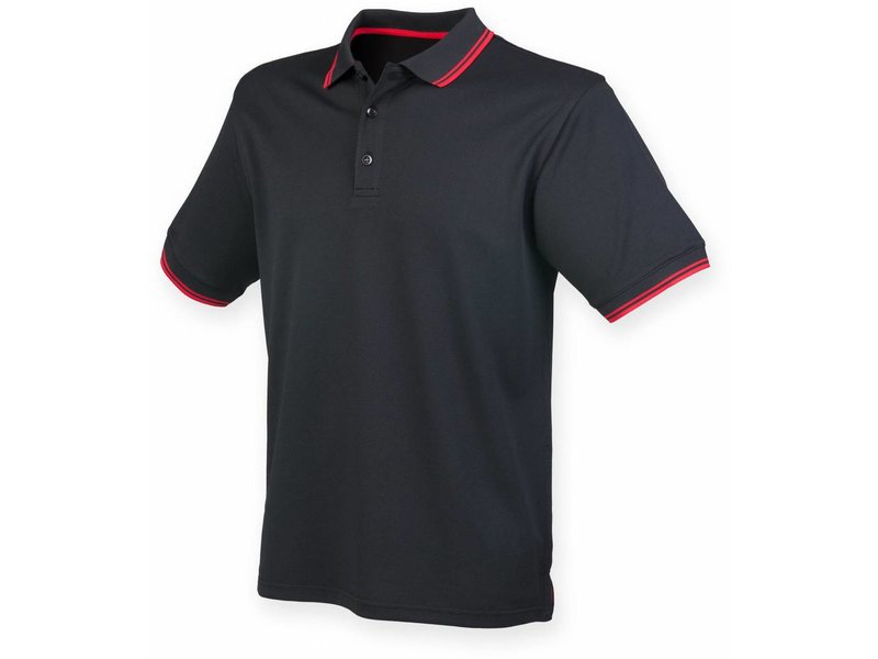 Henbury Men's Coolplus Short Sleeved Tipped Polo