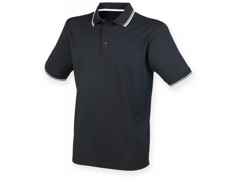 Henbury Men's Coolplus Short Sleeved Tipped Polo