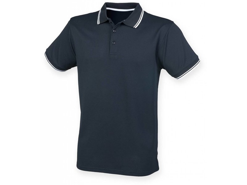 Henbury Men's Coolplus Short Sleeved Tipped Polo