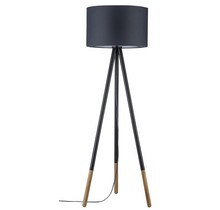 Neordic Rurik floor lamp max.1x20W E27 grey/wood 230V fabric/metal/wood