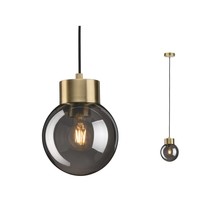 Linja pendant light 1-bulb smoked glass/brushed brass