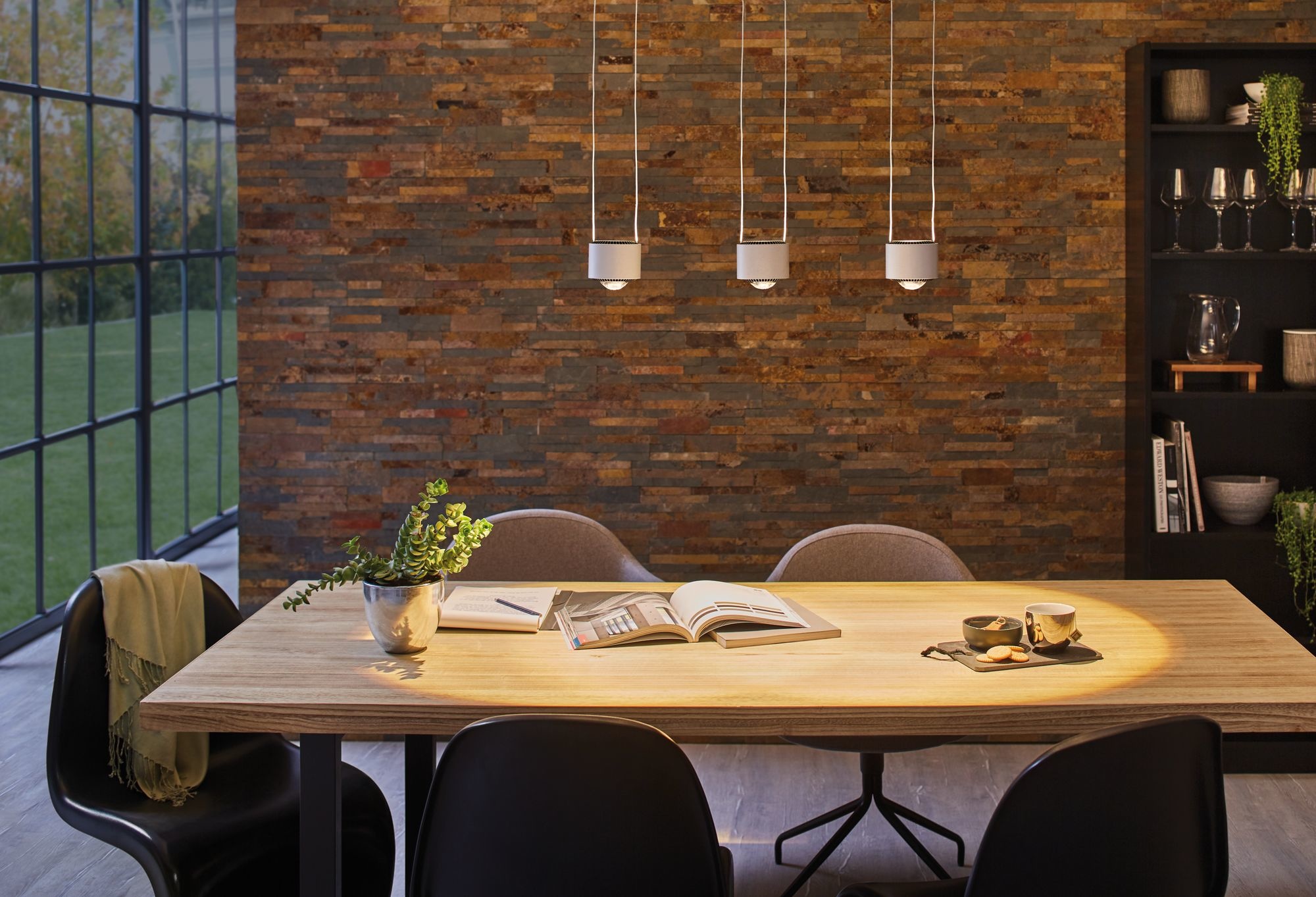 URail Pendel Aldan 1x13W Chrom matt/Schwarz 230V Metall/Kunststoff