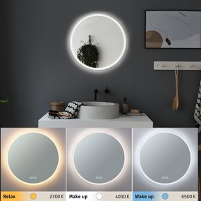 Mirra 22W Leuchtspiegel HomeSpa LED eckig Spiegel/Weiß IP44 WhiteSwitch
