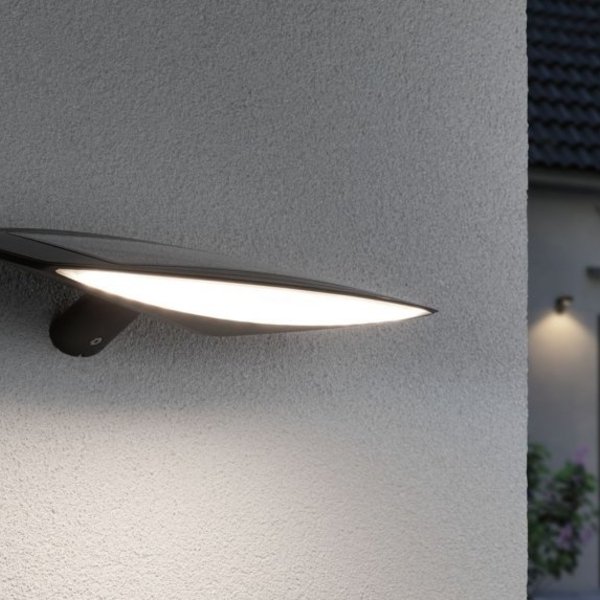 280lm LED Solar Kiran Anthrazit IP44 Außenwandleuchte 3000K Bewegungsmelder