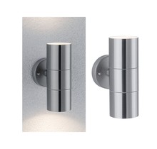 Outdoor wall light Flame IP44 60mm max. 2x10W 230V brushed stainless steel