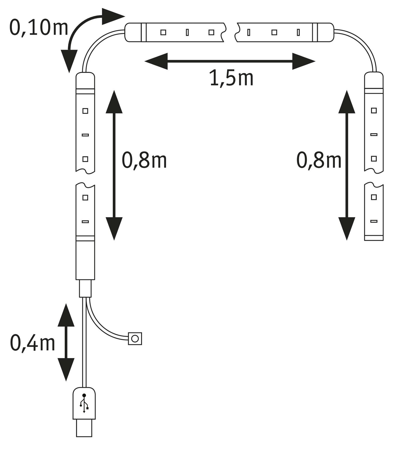 EntertainLED USB LED Strip TV-Beleuchtung 5W RGB+ Zoll 60LEDs/m 75 3,1m