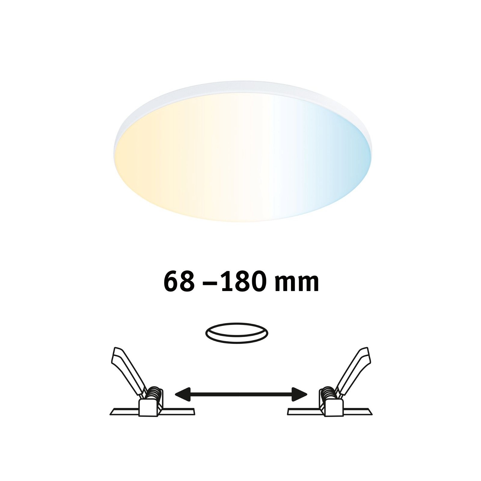 VariFit LED Einbaupanel Veluna Edge Tunable 1000lm rund IP44 160mm Weiß dimmbar White