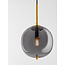 Nova Luce Brass Gold Metal & Smoky Glass Black Fabric Wire LED E14 1x5 Watt 230 Volt IP20 Bulb Excluded D: 18.5 H: 120 cm Adjustable height