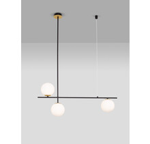 Matt Black & Gold Metal<br />
Opal Glass<br />
LED G9 2x5 Watt 230 Volt <br />
IP20 Bulb Excluded<br />
Included Two parts Of Metal <br />
23.7 cm Each Part<br />
L: 95 W: 15 H1: 73.5 H2: 121 cm Two Options Of Height<br />
73.5 - 121 cm