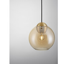 Brass Gold Metal <br />
& Amber Glass <br />
LED E27 1x12 Watt 230 Volt <br />
IP20 Bulb Excluded <br />
D: 24 H1: 24.8 H2: 183.8 cm Adjustable height