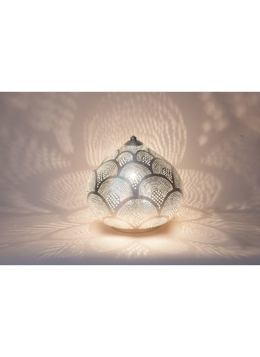 Oriental filigree table lamp Princess Fan Silver - L