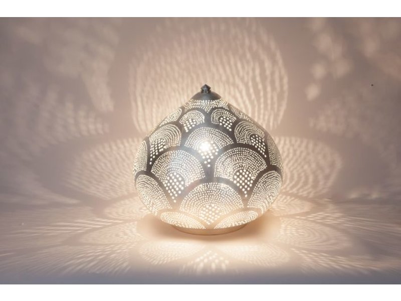 Oriental filigree table lamp from Egypt Princess Fan Silver - L