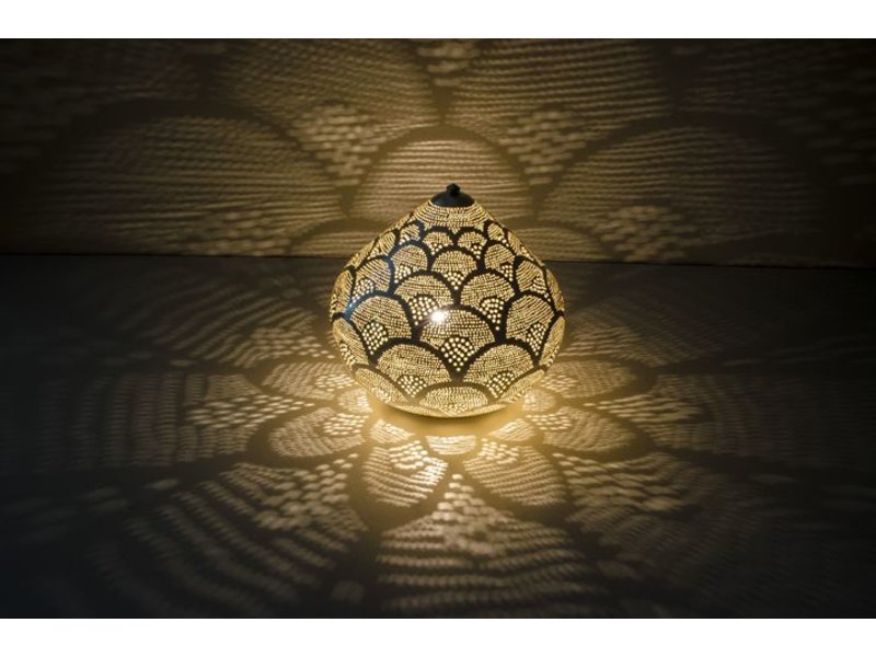 Oriental filigree table lamp from Egypt Princess Fan Silver - L