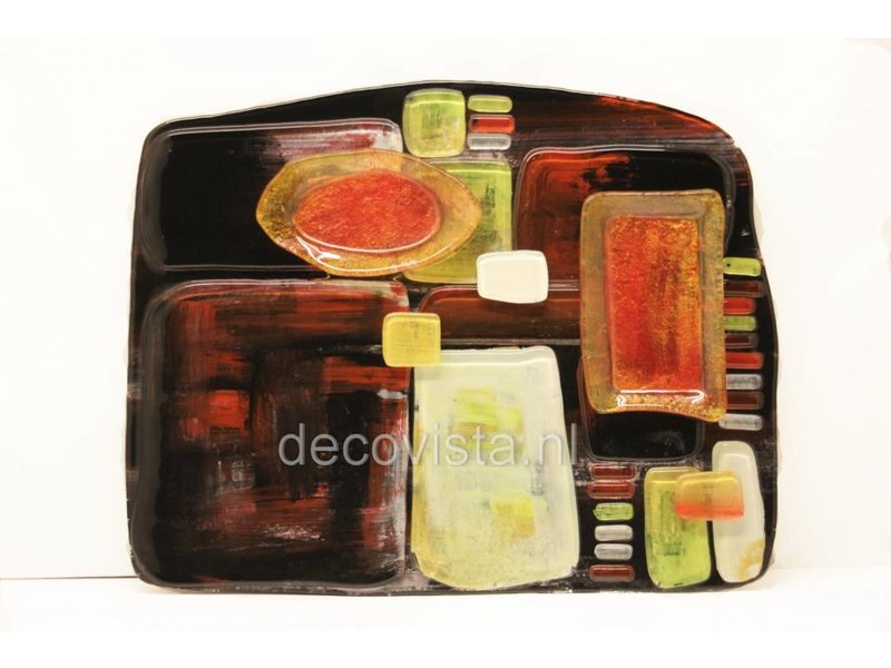 Tapas plate, finger food or snacks plate glass fusion