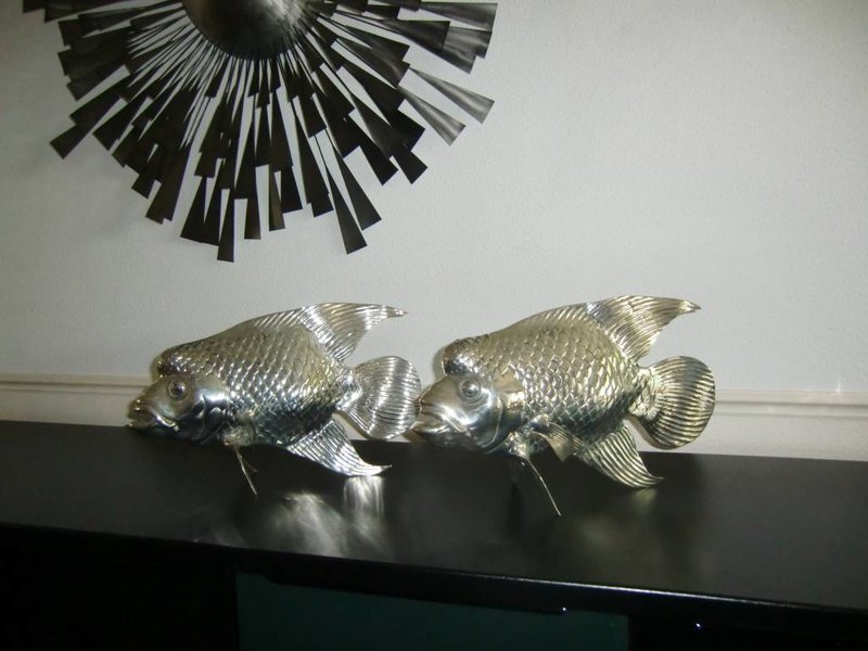 SEA LIFE - MGM Tropical fish sculpture Lou Han - silver plated Yellowcast