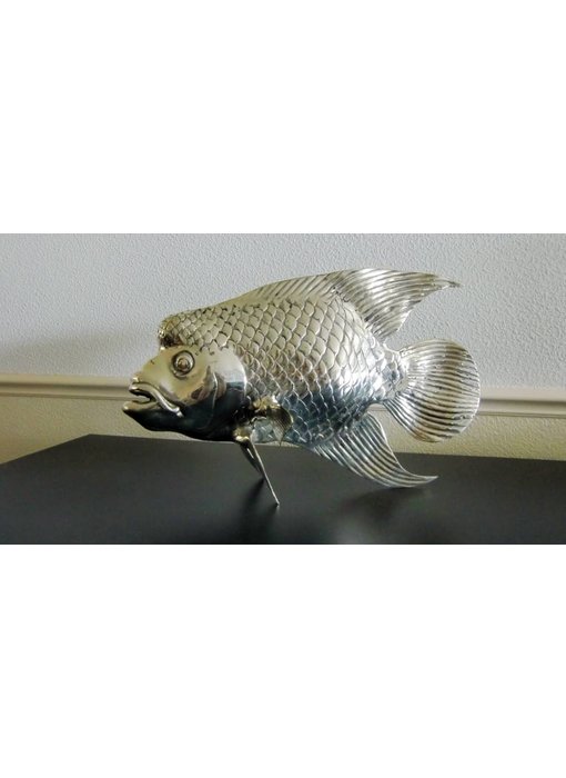 SEA LIFE - MGM Tropical fish sculpture Lou Han - silver plated Yellowcast