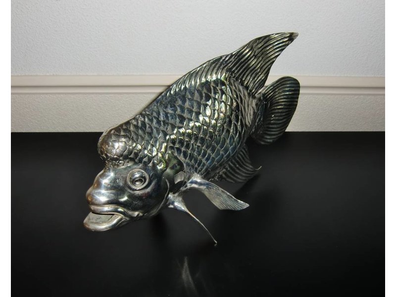 Tropical fish sculpture Lou Han - silver plated Yellowcast