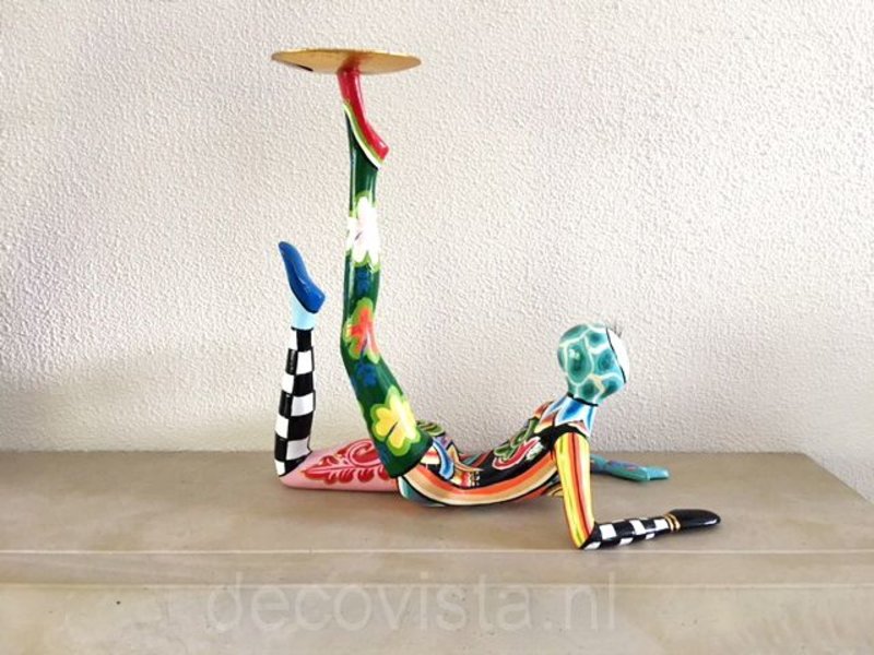 Toms Drag Colorful acrobat, reclining with  tea light holder