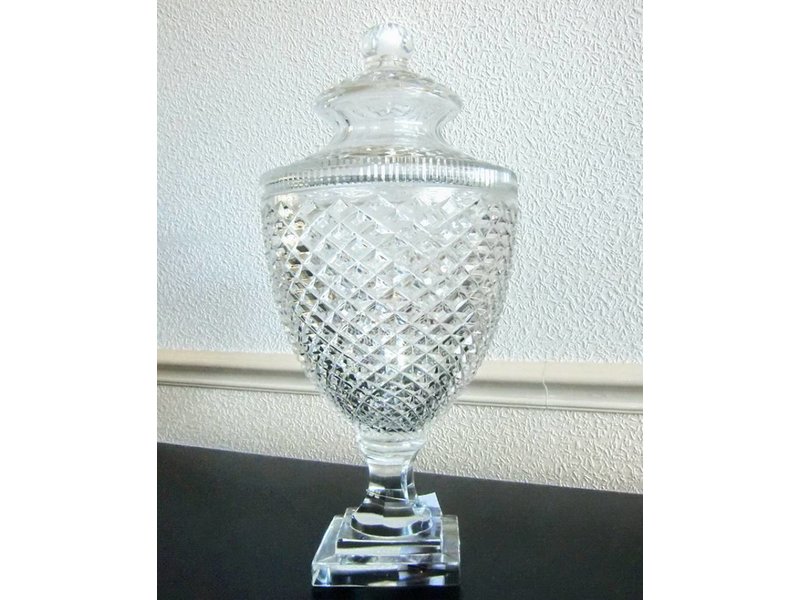 Baroque House of Classics Glazen barok vaas met deksel - L -