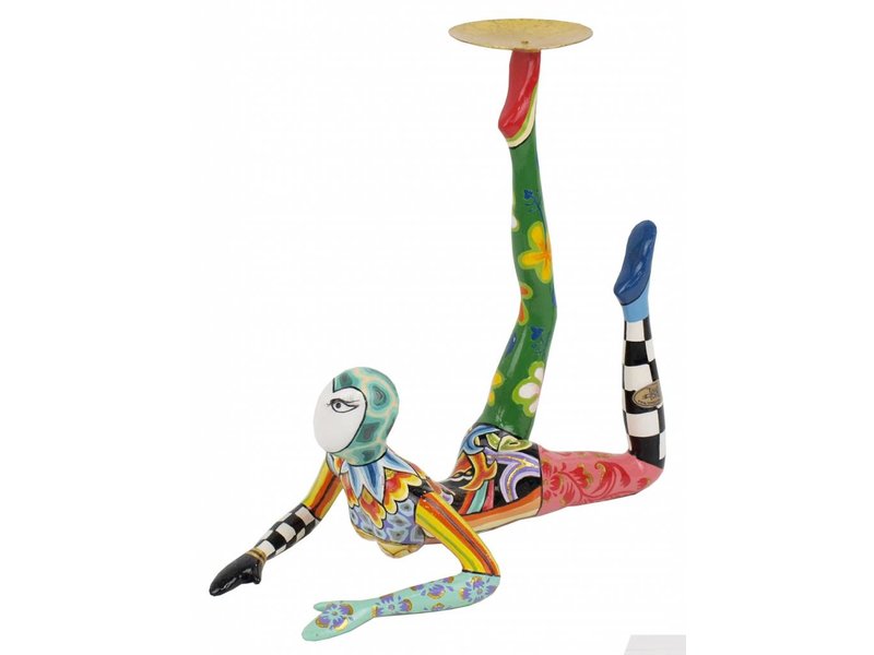Toms Drag Bunter Akrobat, liegend mit Teelichtschale