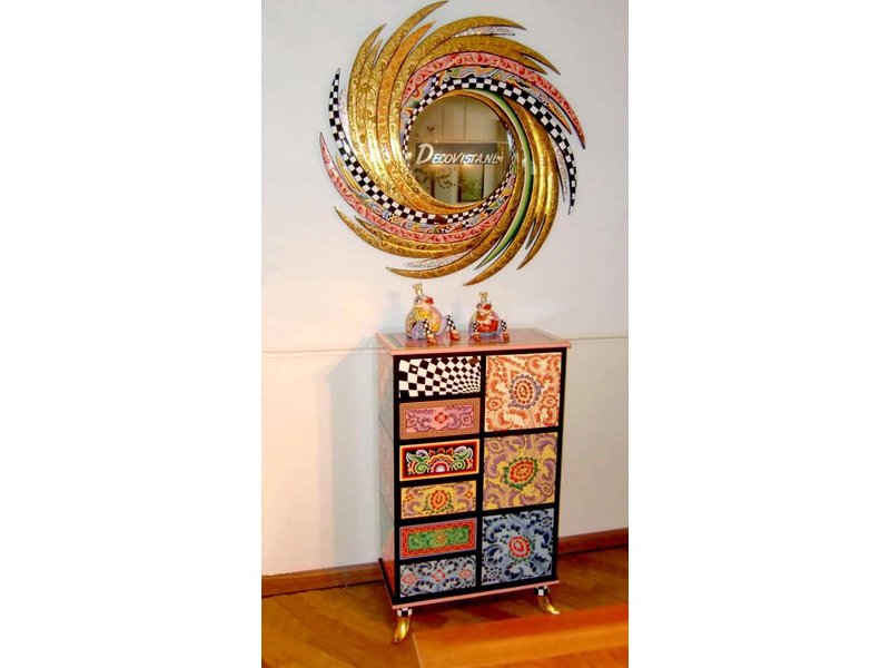 Toms Drag Ronde, gouden  spiegel Solaris Energy - L - 100 cm, Versailles stijl