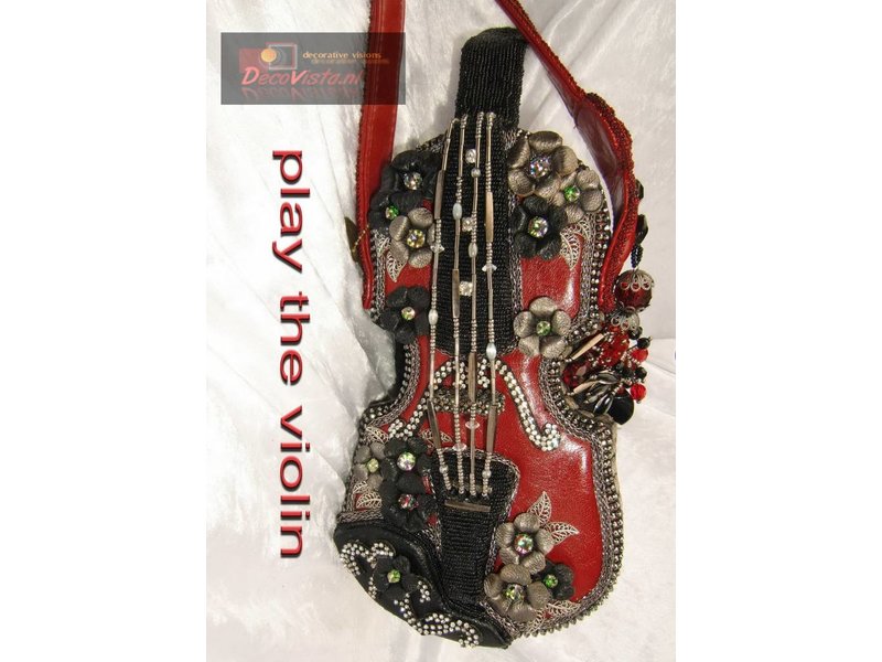 Mary Frances Floral violin - Mary Frances handbag / minibag / evening bag / clutch