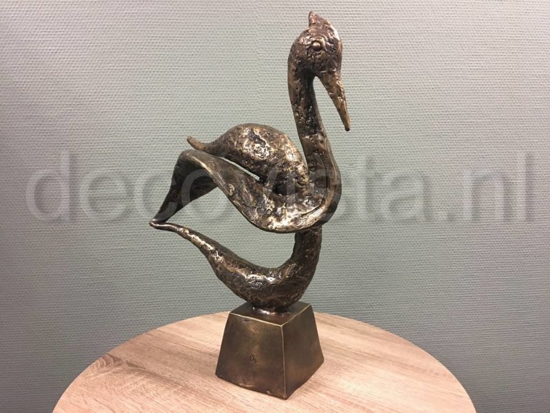 L' Art Bronze Sculptuur van brons - abstract gevormde zwaan op blok