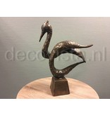 L' Art Bronze Sculptuur van brons - abstract gevormde zwaan op blok