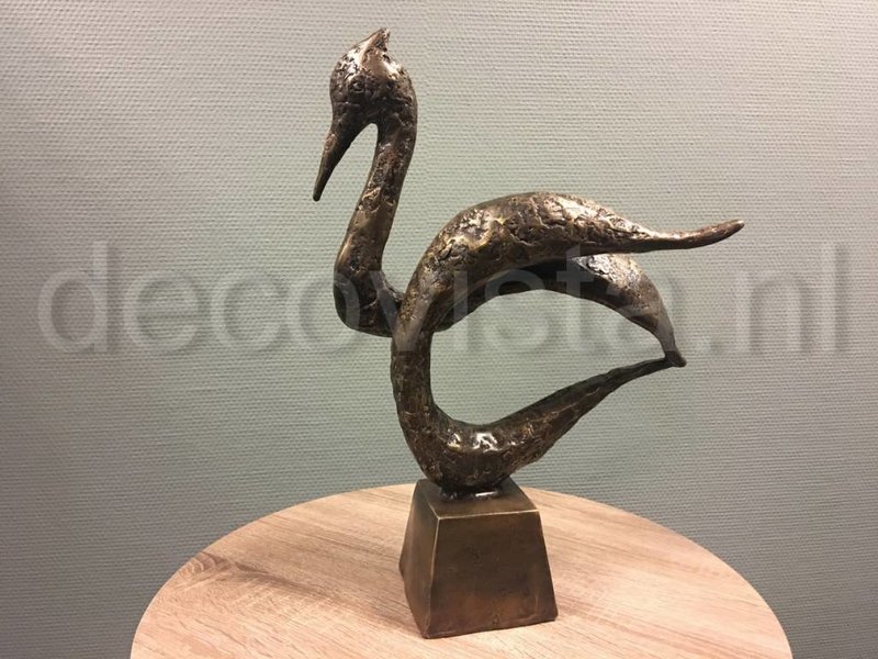 L' Art Bronze Sculptuur van brons - abstract gevormde zwaan op blok