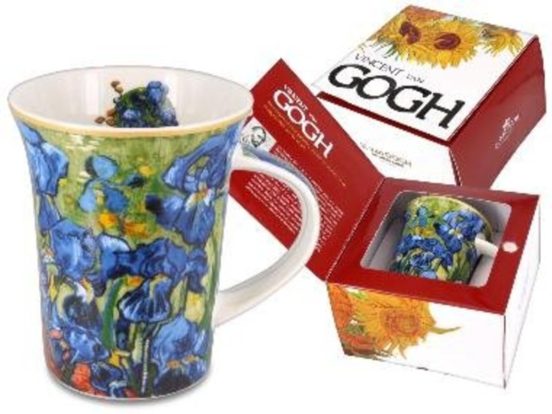 Carmani Iris de taza de porcelana de Van Gogh en caja de regalo