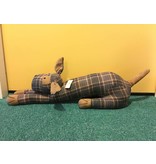 Clayre & Eef Door stopper dog, brown, checkered