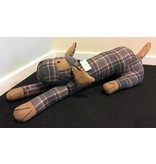 Clayre & Eef Door stopper dog, brown, checkered