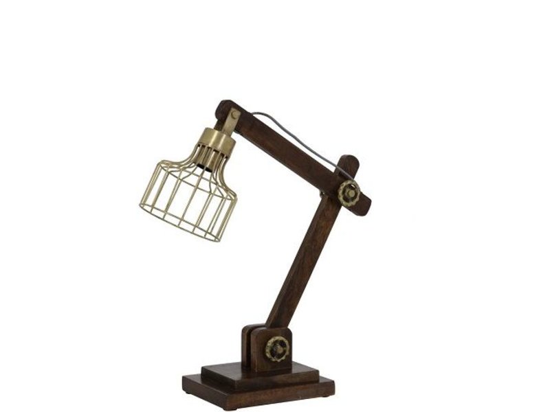 Dutch-LL Robuste Holztischlampe vintage Bronze