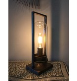 Dutch-LL Industriële lantaarnlamp antiek brons met glazen stolp