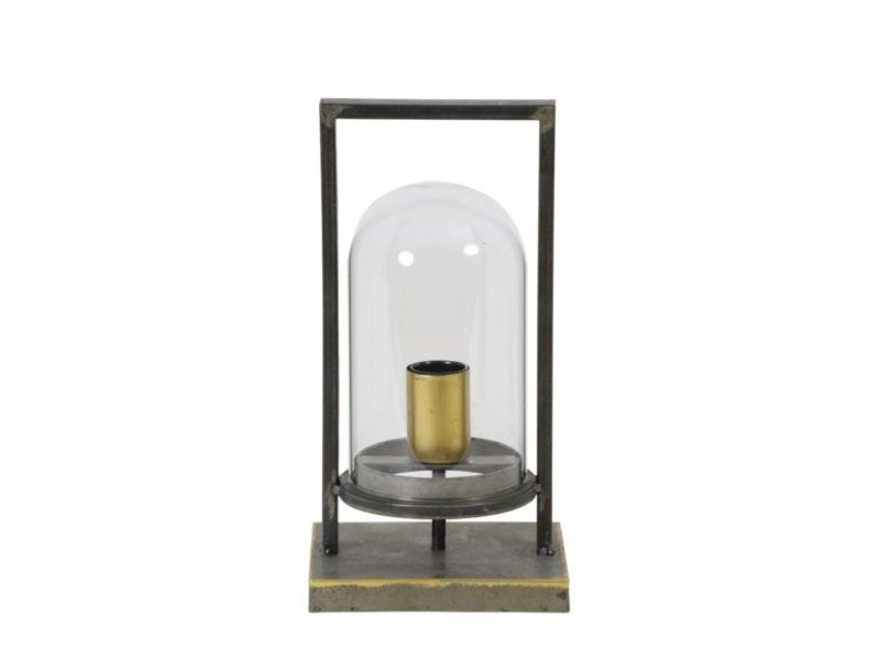 Dutch-LL Industrial antique bronze lantern lamp with glass dome