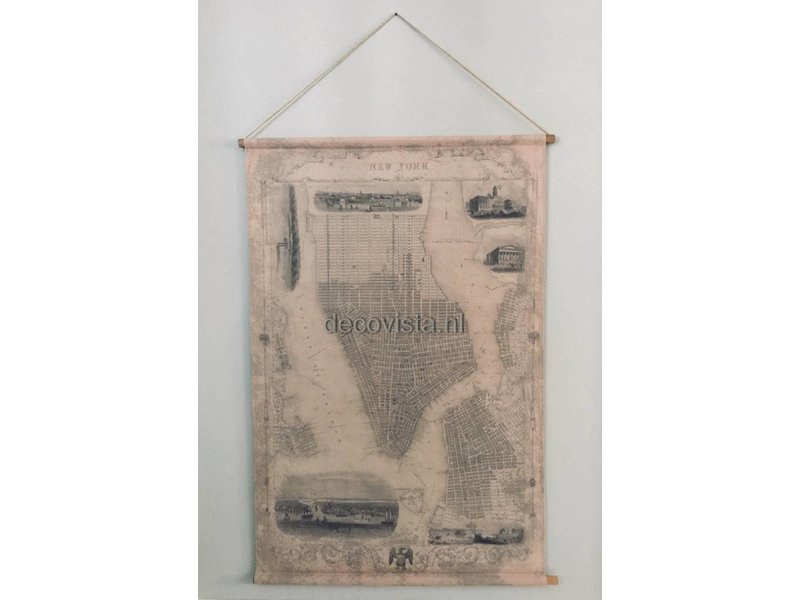 Wall cloth of old museum city map of New York