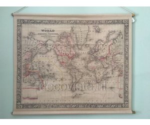 Wanddoek VIntage Mercator Projectie - wereldkaart DecoVista - kleurrijke meubelen, wanddecoraties en glaskunst