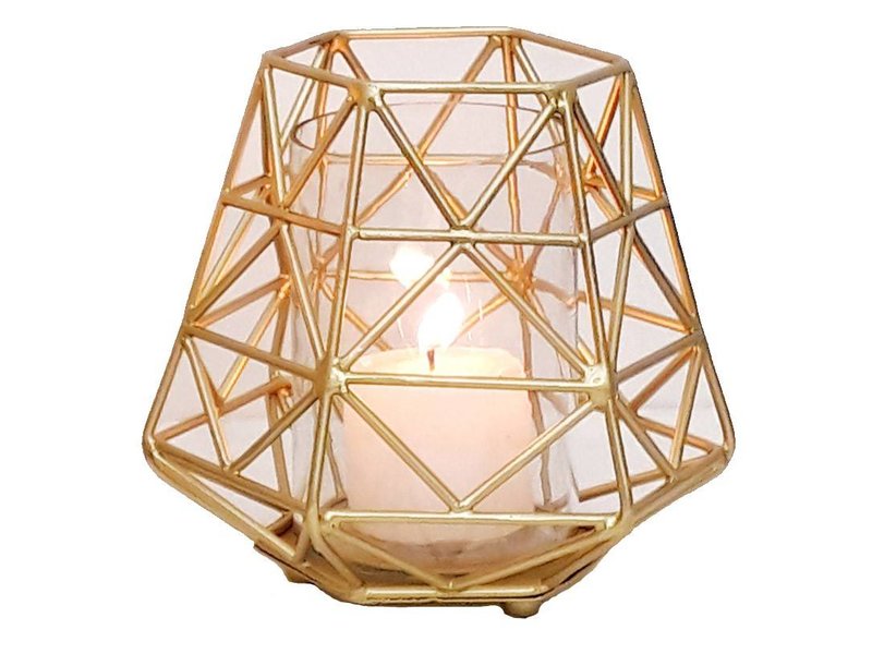 Rocaflor Graphical tea light holder, gold