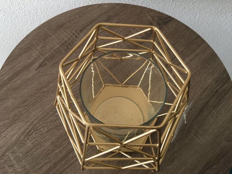 Rocaflor Graphical tea light holder, gold